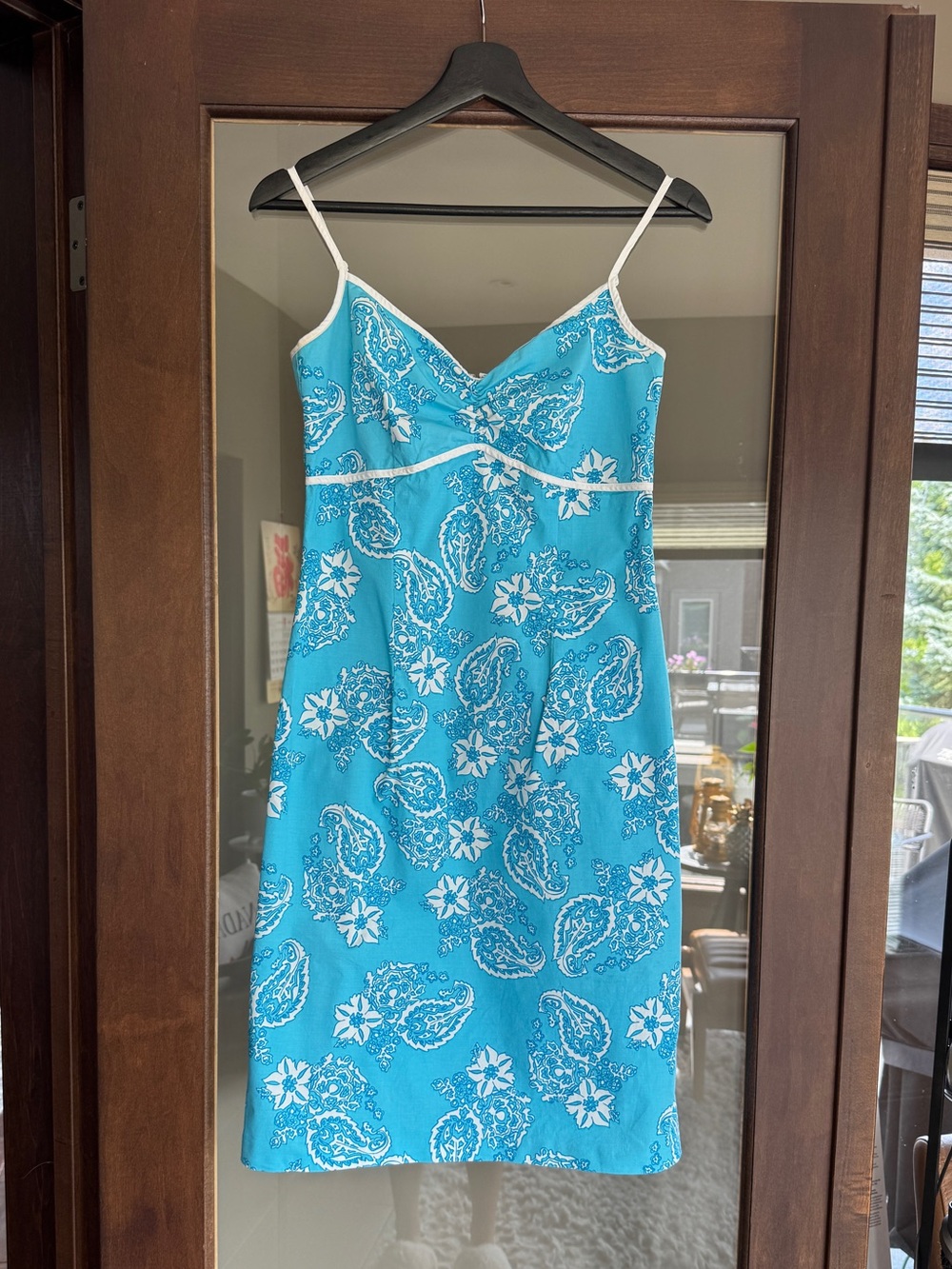 2000's Smart Set blue and white paisley midi dress - Picture 2 of 8